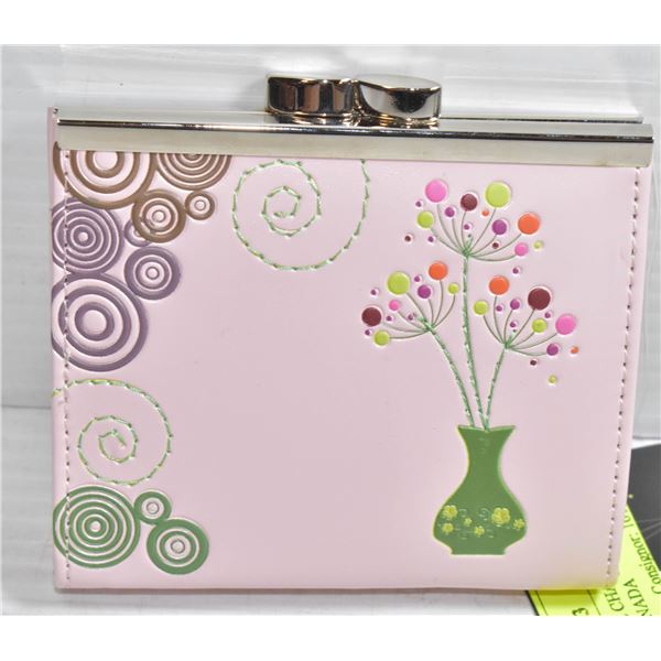 PINK FLOWER VASE CHANGE PURSE BY SHAGWEAR CANADA