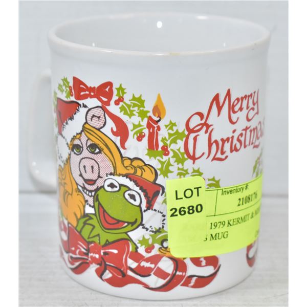 RARE 1979 KERMIT & MISS PIGGY XMAS MUG