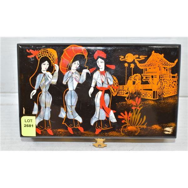 BLACK LAQUERED ASIAN JEWELRY BOX