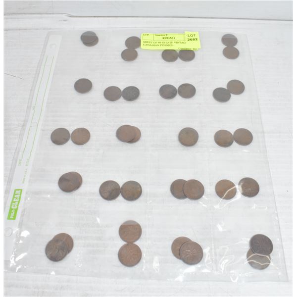 SHEET OF 40 ESTATE VINTAGE CANADIAN PENNIES -