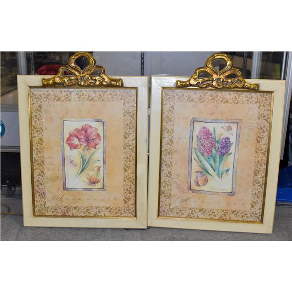SET OF 2 GUILDED FLORAL PICTURES SET