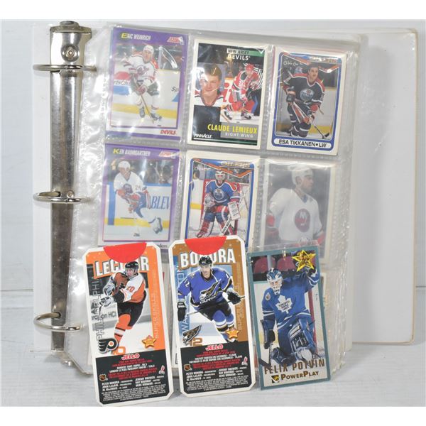 BINDER OF ASSORTED HOCKEY CARDS