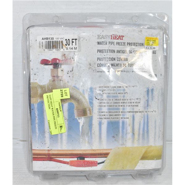 EASY HEAT WATER PIPE FREEZE PROTECTION