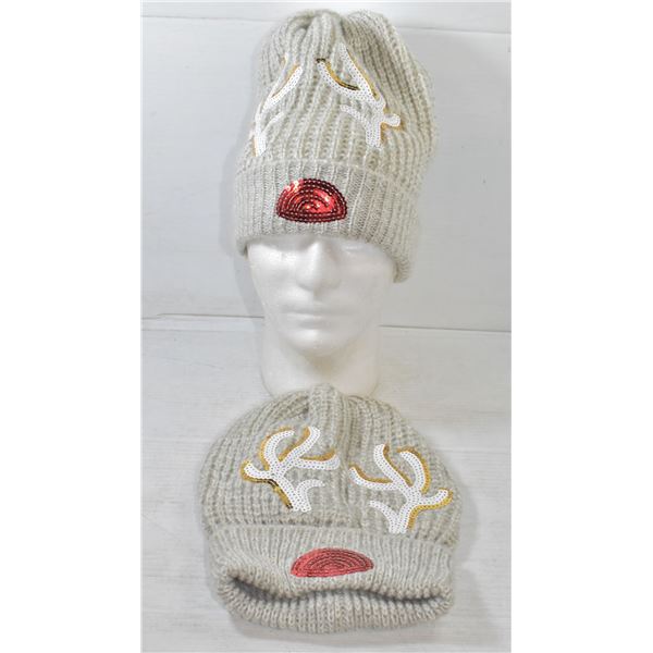 PAIR OF NEW REINDEER TOQUES