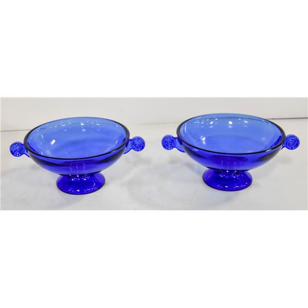 SET OF VINTAGE COBALT BLUE PRESSED GLASS BOWLS