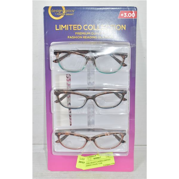 FOSTER GRANT LADIES LIMITED GLASSES-3 PACK +3.00