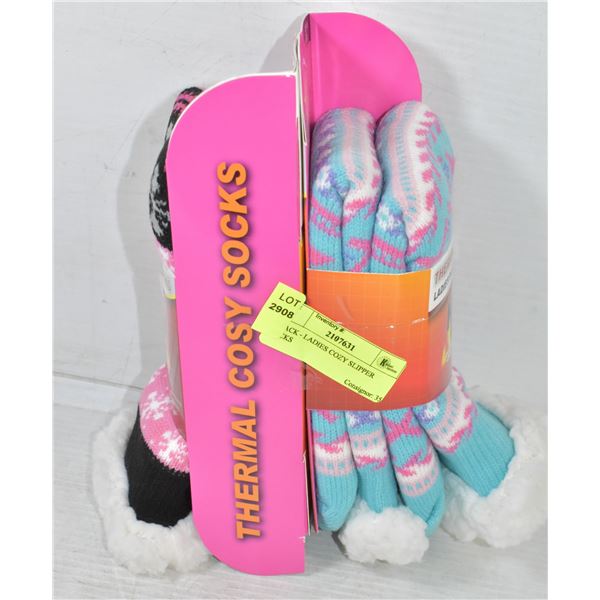2 PACK - LADIES COZY SLIPPER SOCKS