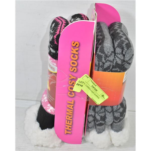 2 PACK - LADIES COZY SLIPPER SOCKS
