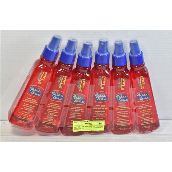 LOT OF 6 X 8 OZ RED-E TO GO FRIZZ LESS SPRAY