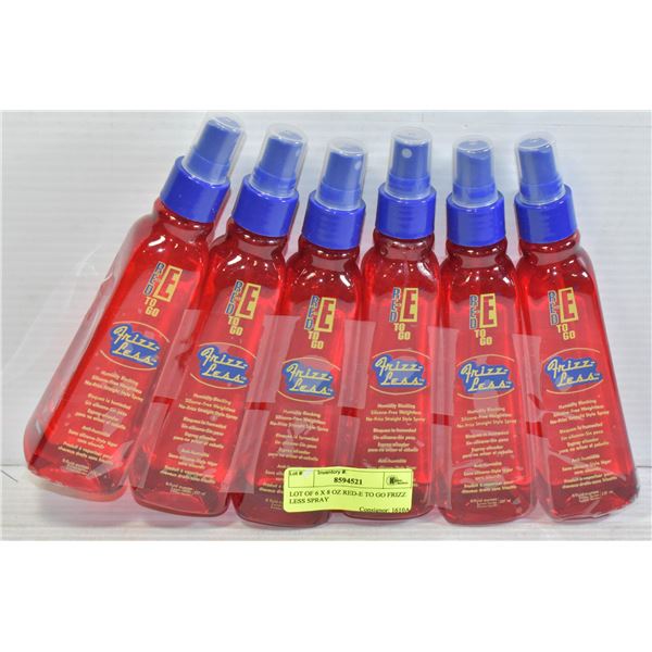 LOT OF 6 X 8 OZ RED-E TO GO FRIZZ LESS SPRAY