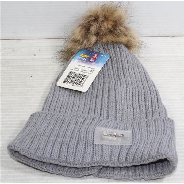 NEW GRAY LED TOQUE W/ 5 LED IN THE RIM