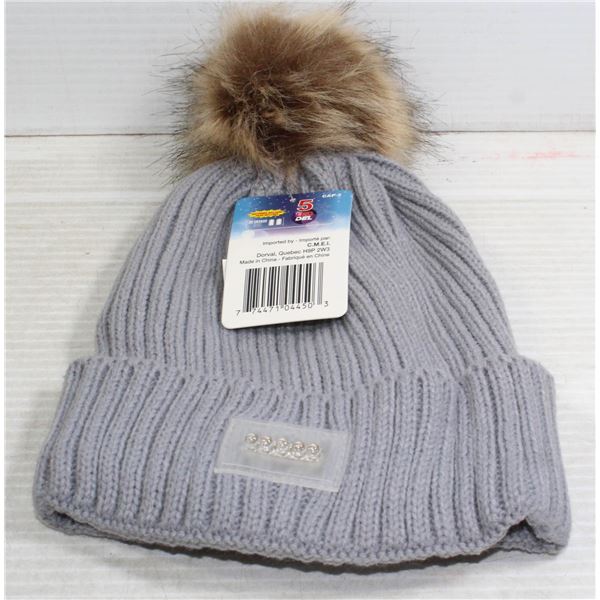 NEW GRAY LED TOQUE W/ 5 LED IN THE RIM
