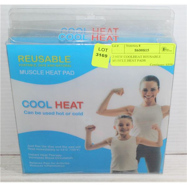 2 NEW COOLHEAT REUSABLE MUSCLE HEAT PADS