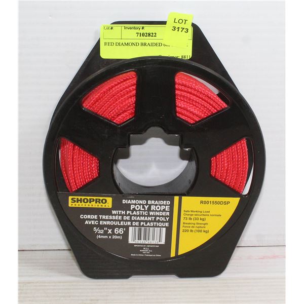 RED DIAMOND BRAIDED 66FT ROPE