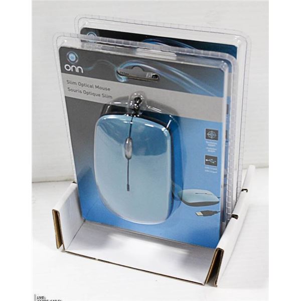 LOT OF 2 ONN SLIM OPTICAL MOUSE