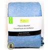 NEW QUEEN SIZE EASY CARE FLEECE BLANKET (BLUE)