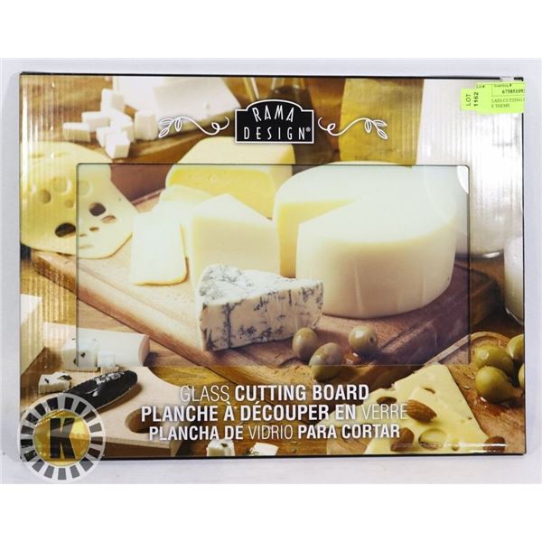 NEW GLASS CUTTING BOARD CHEESE THEME