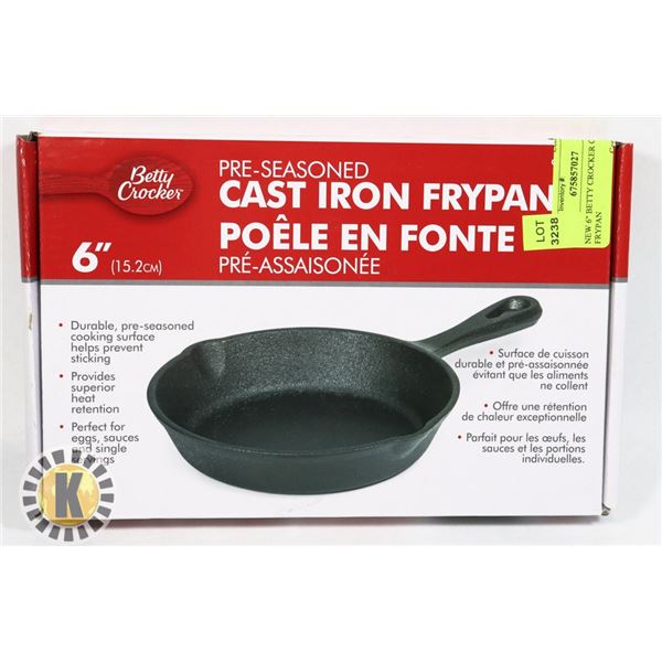 NEW 6" BETTY CROCKER CAST IRON FRYPAN