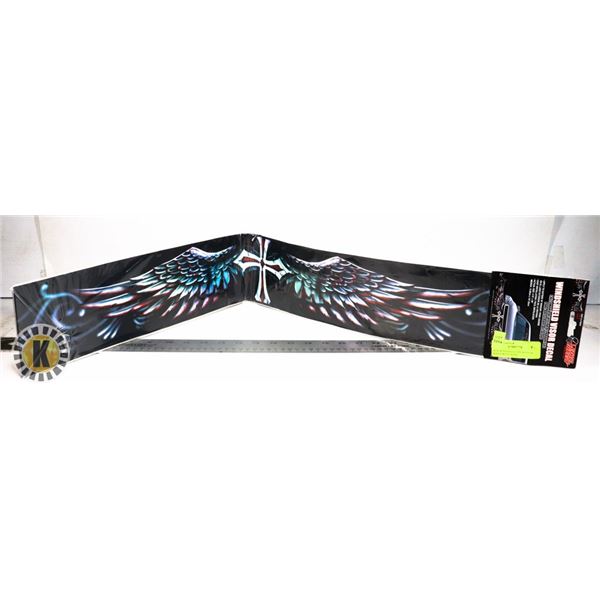 NEW WINDSHIELD VISOR DECAL. WINGS WITH CROSS