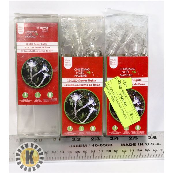 3 PACKS OF LED LIGHT STRINGS WITH FLOWERS