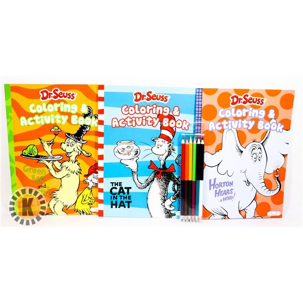 3 NEW DR SUESS COLORING AND ACTIVITY BOOKS PLUS