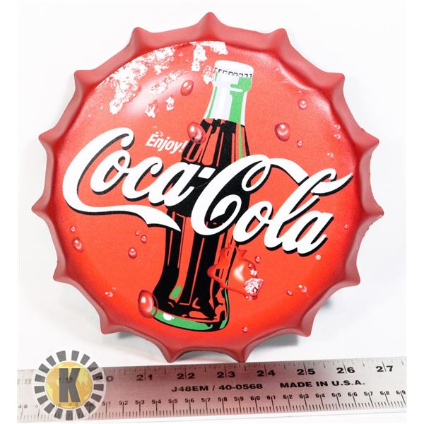NEW 8" BOTTLE METAL BOTTLE CAP COCA-COLA ART
