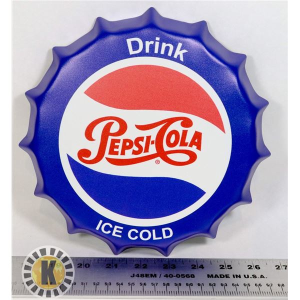 NEW 8" BOTTLE METAL BOTTLE CAP PEPSI-COLA