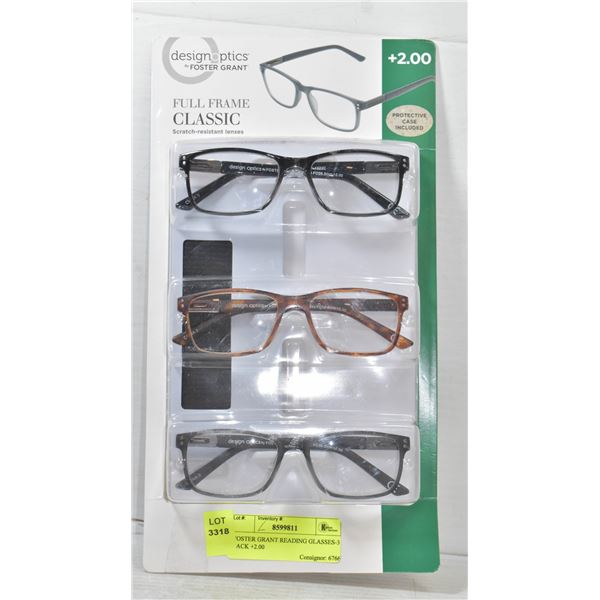 FOSTER GRANT READING GLASSES-3 PACK +2.00