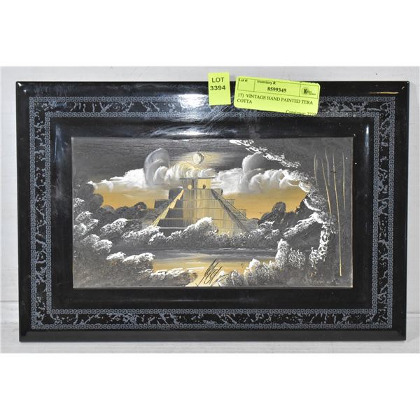 17)  VINTAGE HAND PAINTED TERA COTTA