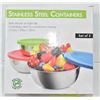 SET OF 3 STAINLESS STEEL STORAGE CONTAINERS WITH