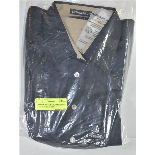 DEVON & JONES SZ: L, LADIES LONG SLEEVE WORK SHIRT