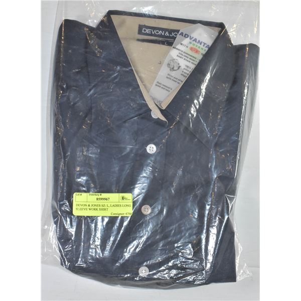 DEVON & JONES SZ: L, LADIES LONG SLEEVE WORK SHIRT