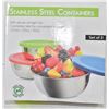SET OF 3 STAINLESS STEEL STORAGE CONTAINERS WITH