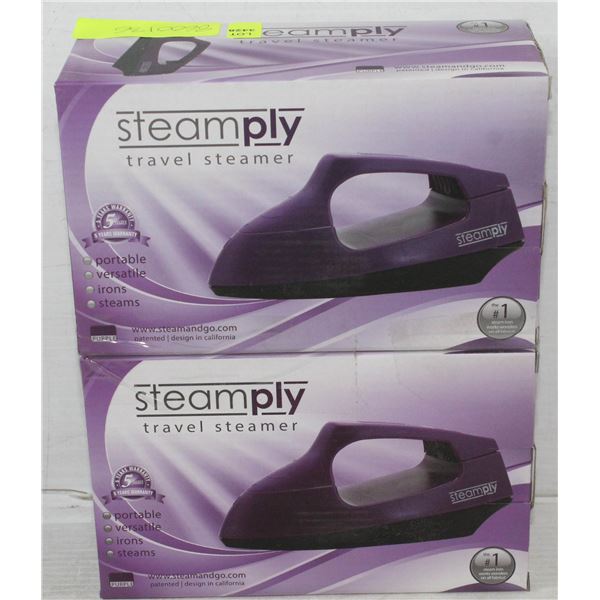 PAIR OF PURPLE STEAMPLY TRAVEL STEAMERS