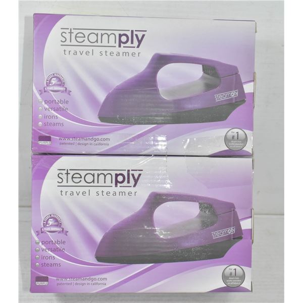 PAIR OF PURPLE STEAMPLY TRAVEL STEAMERS