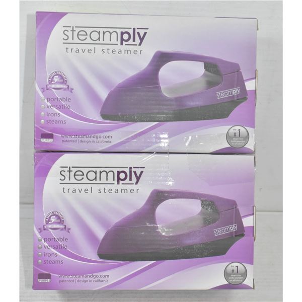 PAIR OF PURPLE STEAMPLY TRAVEL STEAMERS