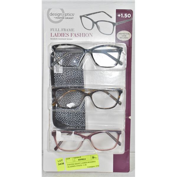 FOSTER GRANT LADIES READING GLASSES-3 PACK +1.50