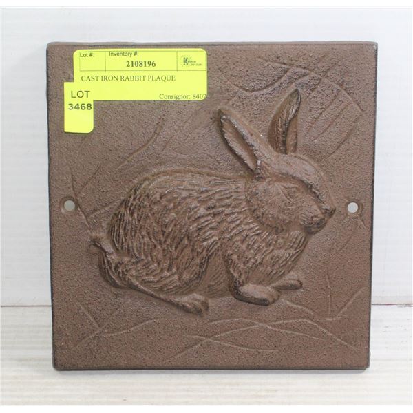 CAST IRON RABBIT PLAQUE