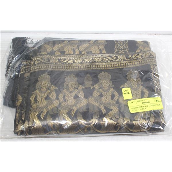 INDONESIAN HAND LOOMED SILK W/GOLD THREAD