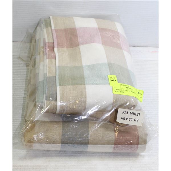 TABLECLOTHS- PLAID SET OF 2 - 60" X 84"- NEW