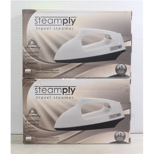 PAIR OF WHITE STEAMPLY TRAVEL STEAMERS