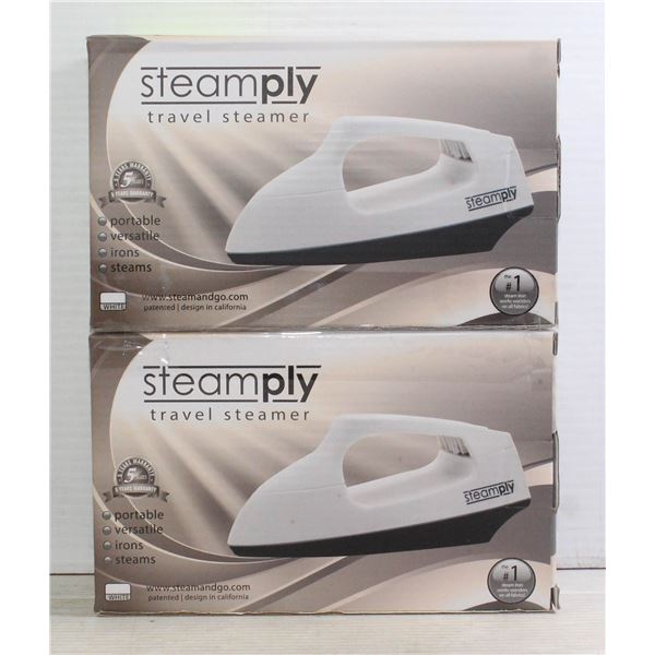 PAIR OF WHITE STEAMPLY TRAVEL STEAMERS