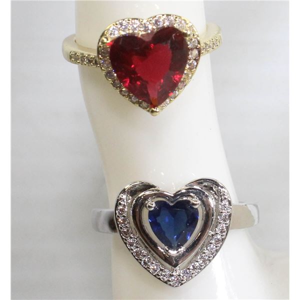 2 HEART RINGS SIZE 7.5