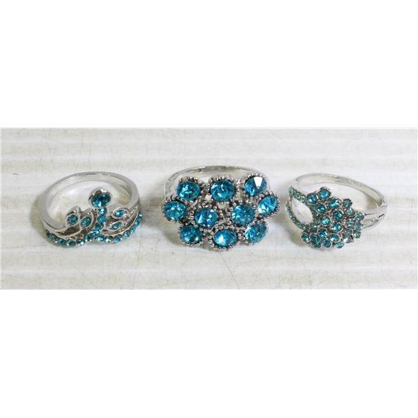 LOT OF 3 TURQUOISE STONS WOMEN ENGAGEMENT RINGS