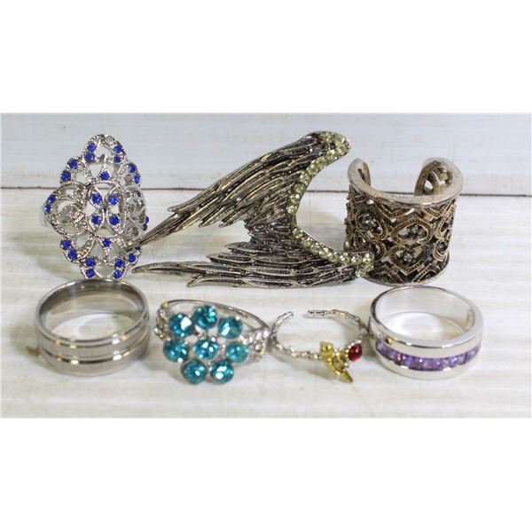 LOT OF 7 MIXED LADIES DRESS RINGS WITH SOME