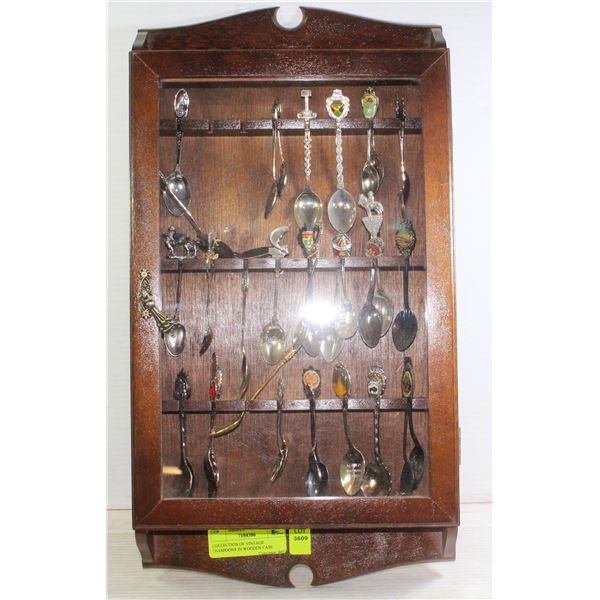 COLLECTION OF VINTAGE TEASPOONS IN WOODEN CASE