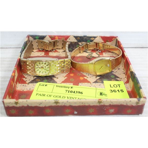 PAIR OF GOLD COLOR VINTAGE WATCHES