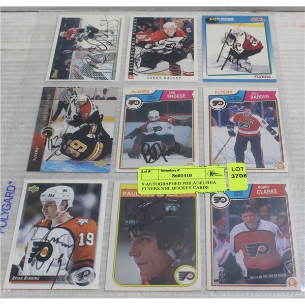 9 AUTOGRAPHED PHILADELPHIA FLYERS NHL HOCKEY CARDS