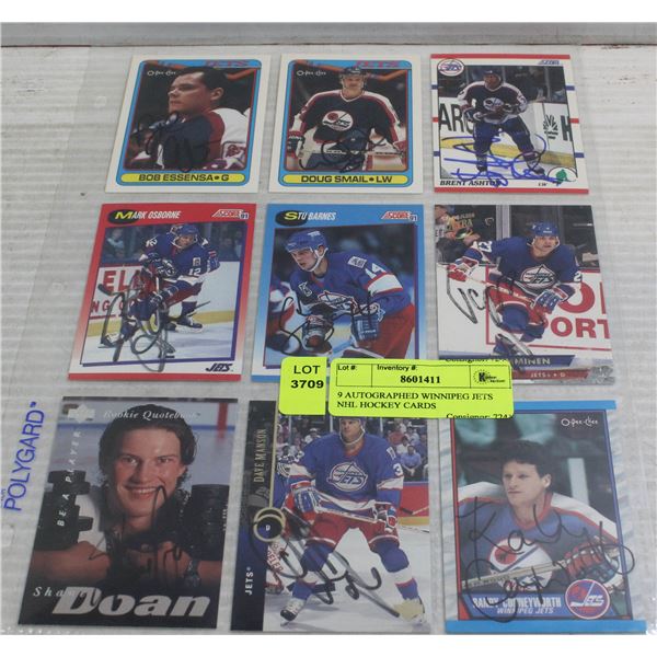 9 AUTOGRAPHED WINNIPEG JETS NHL HOCKEY CARDS