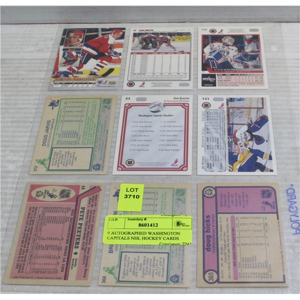 9 AUTOGRAPHED WASHINGTON CAPITALS NHL HOCKEY CARDS